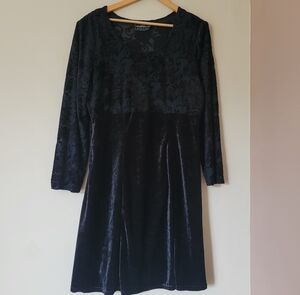Vintage 90s Velvet Burnout Black Babydoll Goth Grunge Evening Dress Size XXL